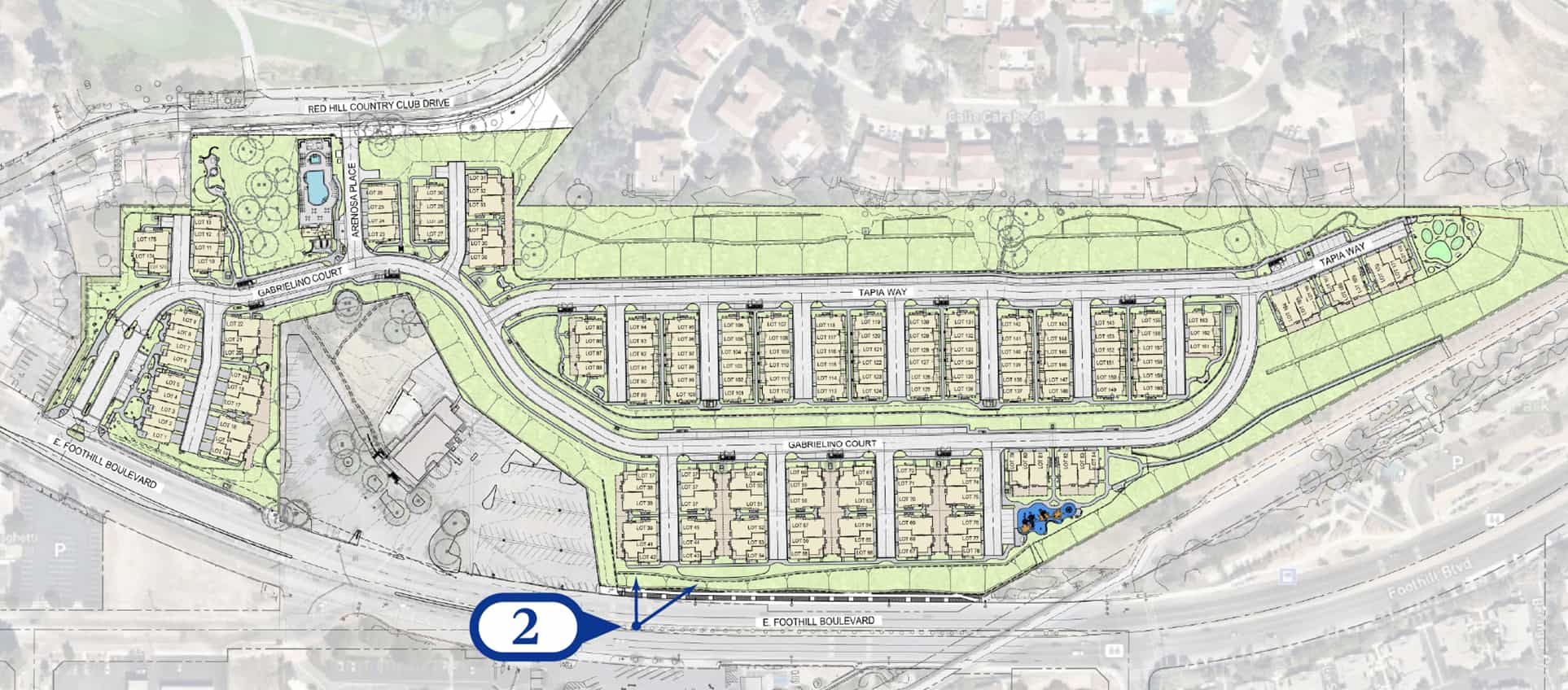 2. Foothill Blvd looking Northeast into Community Map