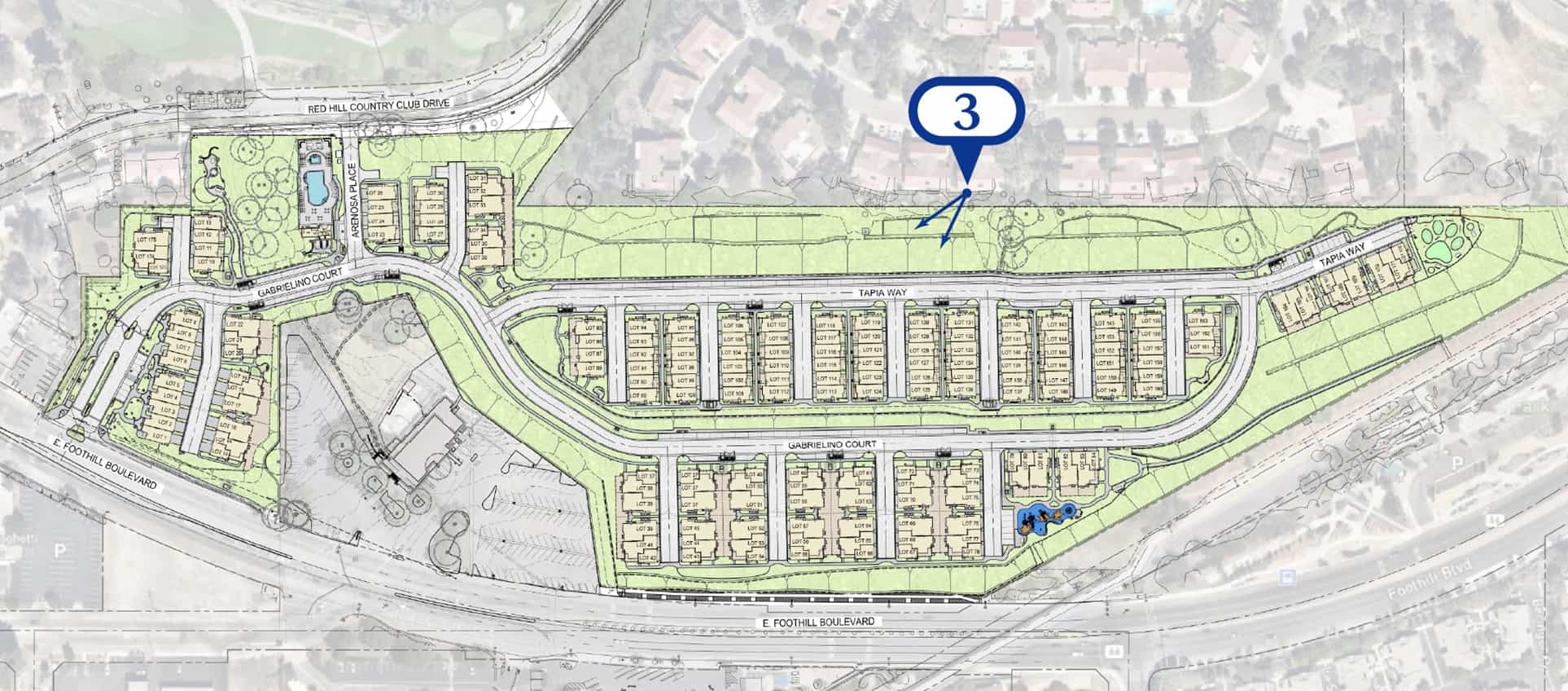 3. Foothill Blvd looking Southwest into Community Map